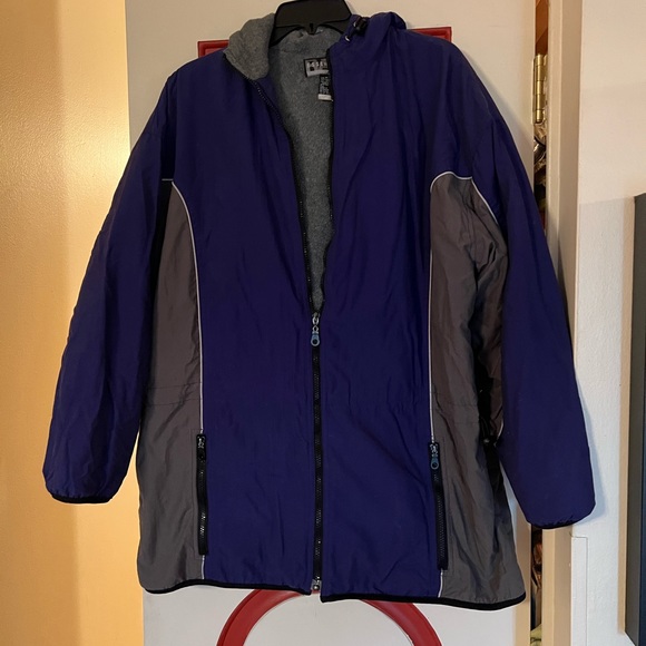 Rain Essentials purple medium weight drawstring hooded coat - Picture 1 of 3